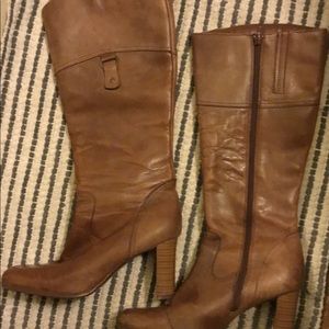 Brown leather knee hi boots